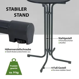 Trutzholm Stehtisch klappbar Ø 70 cm Höhe 110 cm Anthrazit
