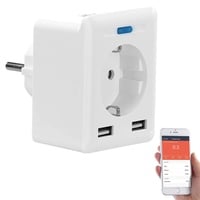 Luminea Home Control WLAN-Steckdose, 2 USB-Ports, App, für Alexa,