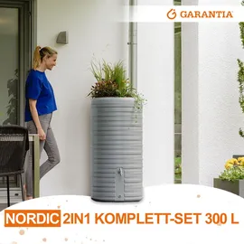 GARANTIA Nordic 2in1 Regenspeicher 300 l steingrau inkl. Auslaufhahn + Fallrohranschlüss