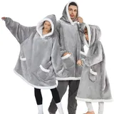 TOUVE 2025 Neues Modell Verdickt Übergroße Hoodie Decke mit Ärmeln, Hoodie Decke Damen, Tragbare Decke zum Anziehen Erwachsene Kuscheldecke Hoodie Decke mit Ärmeln für Damen Herren - Einheitsgröße, große Größe, extra hoch