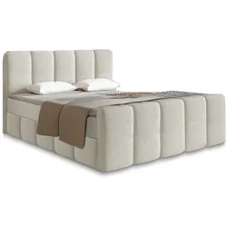 Juskys Boxspringbett Manitoba 180x200 cm - Topper & hochwertige Polsterung inklusive - Beige