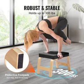Vevor Yoga Kopfstandbank Inversionsstuhl 136 kg Tragkraft für das Familien-Fitnessstudio, Kopfstandtrainer mit Holzrahmen und PU Polster, Stand-Yoga-Hocker für Kraft- und Gleichgewichtstraining