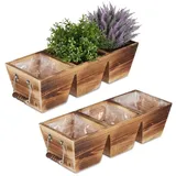 Relaxdays Blumenkasten 3 Fächer 100 x 20 x 16 cm Braun