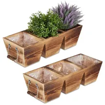 Relaxdays Blumenkasten 3 Fächer 100 x 20 x 16 cm Braun