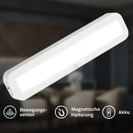 Briloner Unterbauleuchte Küche mit Bewegungsmelder, Akku, neutralweißes Licht, selbstklebend, LED Leiste, Schrankbeleuchtung, Treppenbeleuchtung, Unterschrank Beleuchtung, 30,5x6,5x2 cm, Weiß