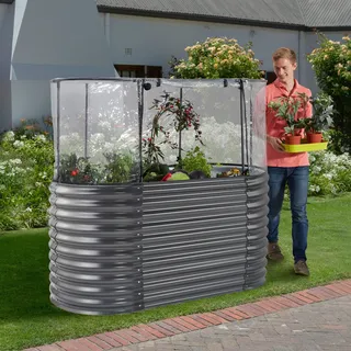 Konifera Hochbeet KONIFERA "2-in-1 Hoch-und Anzuchtbeet", schwarz, B:160cm H:82cm T:80cm, Stahl, Polyethylen (PE), Pflanzgefäße, BxTxH: 160x80x82 cm