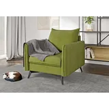 s-style möbel - Auris - Moderner Sessel Mit Schwarz Metall Füßen Aus Grün Luxusmicrofaser