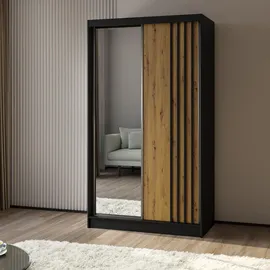 masseno Schwebetürenschrank NELVIA 120 x 216 x 61 cm Schwarz
