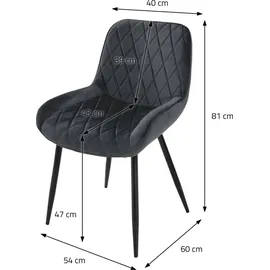 ML-Design Esszimmerstuhl Anthrazit Samt 4er Set