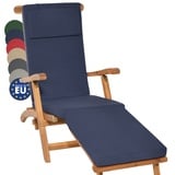 Beautissu Auflage für Deckchair LoftLux DC 175x45x5cm Luxus Polsterauflage für Gartenliege Auflage Liegestuhl Polster - Bezug Abnehmbar - Gartenmöbel Kissen Dunkelblau