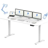 FLEXISPOT Höhenverstellbarer Schreibtisch 160x70 cm-mit 2 starken Motoren-Stabiler Schreibtisch Höhenverstellbar Elektrisch-Standing Desk mit Memory-Funktion(weiß+weiß)