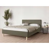 Andas Polsterbett ANDAS "Albybyn, Bettgestell mit Kopfteil und Lattenrost, in 2 Breiten", grün (oliv), B:165cm H:84cm L:205,5cm, 100% Polyester, Betten, Polsterbett, ohne Bettkasten und Matratze, in 2 Breiten- 140 und 160 cm