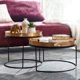 FineBuy Couchtisch FineBuy Set Metall Tabletttisch Sofatisch Beistelltisch Tisch Rund