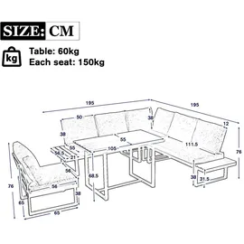 stilvora Gartenlounge-Set 4-tlg. Grau/Schwarz