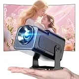 Hauskit Mini Beamer, 270° Drehbar Tragbarer Projektor, 4k Unterstützt 1080P Kurzdistanzprojektor mit Android 11.0, WiFi & Bluetooth 5.2, Smart Home Projektor, Schwarz