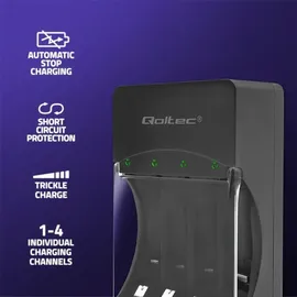 Qoltec 50653 Akkuladegerät für Ni-MH Typ R03/AAA R6/AA