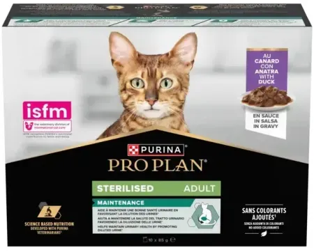 Pro Plan Sterilised Nassfutter Für Sterilisierte Erwachsene Katzen Ente 10x85g