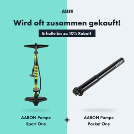AARON Sport One Fahrradpumpe für alle Ventile - mit Manometer - Gelb inkl. Repair Kit