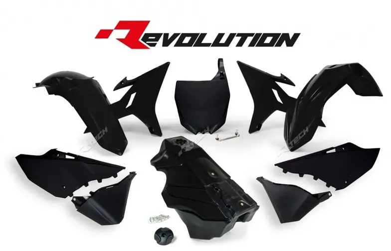 Race Tech Revolution Plastik Kit + schwarzer Tank Yamaha YZ125/250, schwarz