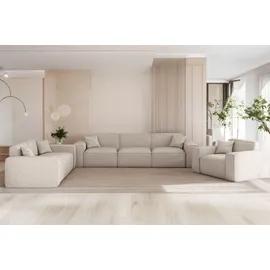 Fun Möbel Sessel Celes Premium Stoff Artico 70 x 80 x 90 cm Weiß mit Zierkissen