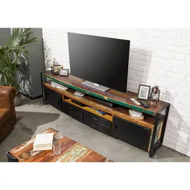 Massivmoebel24 INDUSTRIAL TV-Board 238x43x70 cm Mehrfarbig Holz, Metall, Massivholz