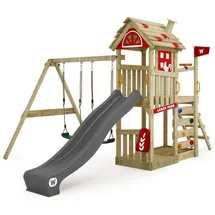 Wickey Spielturm FarmFlyer mit Schaukel und Rutsche Grau