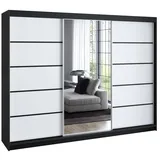 A&J MöbelLand Schiebetürenschrank VILUNO 200 x 215 x 59,5 cm Schwarz/Weiß