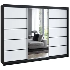 A&J MöbelLand Schiebetürenschrank VILUNO 200 x 215 x 59,5 cm Schwarz/Weiß