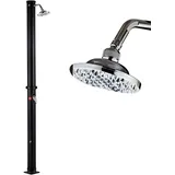 BAKAJI Solardusche für Garten, Pool, Outdoor, Camping, 20 l, mit verstellbarem Duschkopf, Warmwassermischer, Anschluss für den Garten, Größe 220 x 16,5 x 16,5 cm