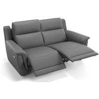 Sofanella 2-Sitzer Leder Malito, Relaxsofa, Designsofa, Designer Couch, Italienisches Sofa, 2er Sofa grau