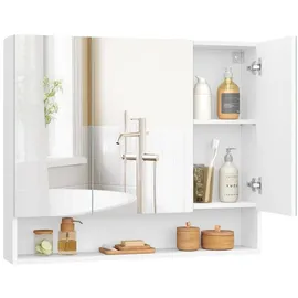 VASAGLE Badezimmerschrank mit 3 Türen 90 x 16,5 x 75 cm weiß