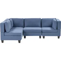 Beliani Modul Ecksofa UNSTAD Stoff Blau 4-Sitzer rechtsseitig