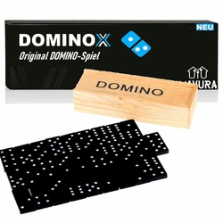 MAVURA Spiel, DOMINOX Domino Spiel Steine Dominosteine Dominospiel, Gesellschaftsspiel in Holzbox schwarz