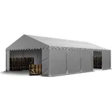 TOOLPORT Lagerzelt 5x10 m Unterstand Weidezelt PVC Plane 700 N wasserdicht in grau -