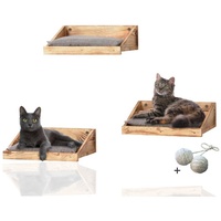 Rohrschneider Katzen-Kletterwand Katzen Kletterstufe mit Kissen Katzentreppe Wandelement Holz