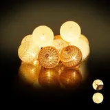 Relaxdays Relaxdays, LED Lichterkette mit 10 Kugeln - Weiß