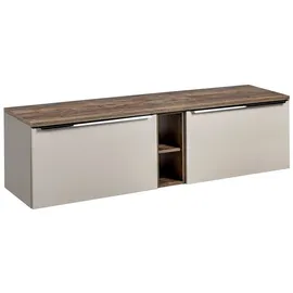 Lomadox Waschtischunterschrank 2 Schubkästen 180,4 x 48,5 x 46 cm Taupe/Vintage Oak