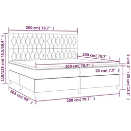 vidaXL Boxspringbett mit Matratze & LED Dunkelgrau 200x200 cm Stoff
