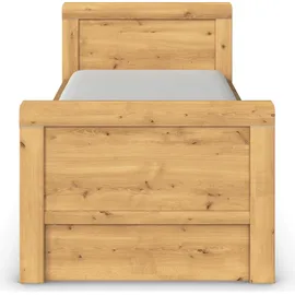 Rauch Stauraumbett RAUCH "Bett Einzelbett Stollenbett Bettkästen EVELYN", braun (asteiche), B:99cm H:94cm L:210cm, Betten, Stauraumbett, in Komforthöhe mit Holzkopfteil sowie Schubladen MADE IN GERMANY