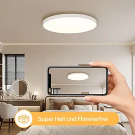 JDONG LED Deckenleuchte 36W Flach Rund Weiß Deckenlampe Modern Warmweiß 3000K Lampe für Schlafzimmer Büro Wohnzimmer Küche Keller Balkon