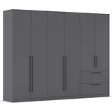 Kleiderschrank RAUCH "Drehtürenschrank Schrank Garderobe Wäscheschrank Schlafzimmer AVOLA", grau (graumetallic), B:271cm H:210cm T:54cm, Holzwerkstoff, Schränke, Kleiderschrank, mit hochwertigen Stangengriffen aus Metall in Schwarz MADE IN GERMANY