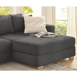 luma-home Dauerschlaf-Ecksofa Federkern Couch Bettkasten mit Cordstoff in Grau Anthrazit & Couches, Wohnlandschaften, Ecksofas