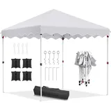 Pavillon 3x3m Wasserdicht Stabil Winterfest, Faltpavillon mit 4 Sandsack, Pop Up Partyzelt inkl. Tasche, UV Schutz 50+, Faltbare Gartenpavillon, Metall-Verstrebungen Gartenzelt Faltpavillon, Weiss