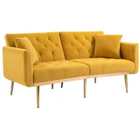 IDEASY Ecksofa Doppelsofa mit verstellbarer Rückenlehne, Schlafsofa für kleine Räume, Metallfüßen, Rückenlehne mit Knöpfen, Tragfähigkeit 250 kg gelb