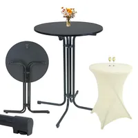 Trutzholm Set Stehtisch klappbar Ø 80 cm & Husse in Beige bügelfrei für Gastrotisch Partytisch Bistrotisch