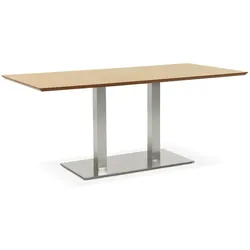 Kadima Design Tisch mit Stahlgestell & Holzplatte. Beige. 180x90x75 cm