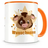 Samunshi® Kindertasse mit Namen Tasse Lustige Kuh Personalisierte Tasse mit Namen Kinder Kinderbecher mit Namen Kindergarten orange 300ml