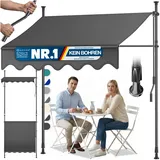 KESSER® Klemmmarkise mit Handkurbel Balkon | Balkonmarkise ohne Bohren | Markise UV-beständig höhenverstellbar & wasserabweisend | Sonnenschutz für Balkon Terrasse & Garten, Terrassenüberdachung 350cm