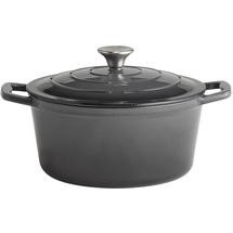 APS Kochtopf mit Deckel "5 STARS", Schmortopf Gusseisen, induktionsgeeignet, ofenfest, inkl. Deckelhalter, Ø 25 cm, 4 Liter, anthrazit