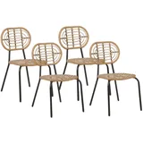 Beliani Gartenstuhl 48 x 57 x 86 cm beige/schwarz 4 St.